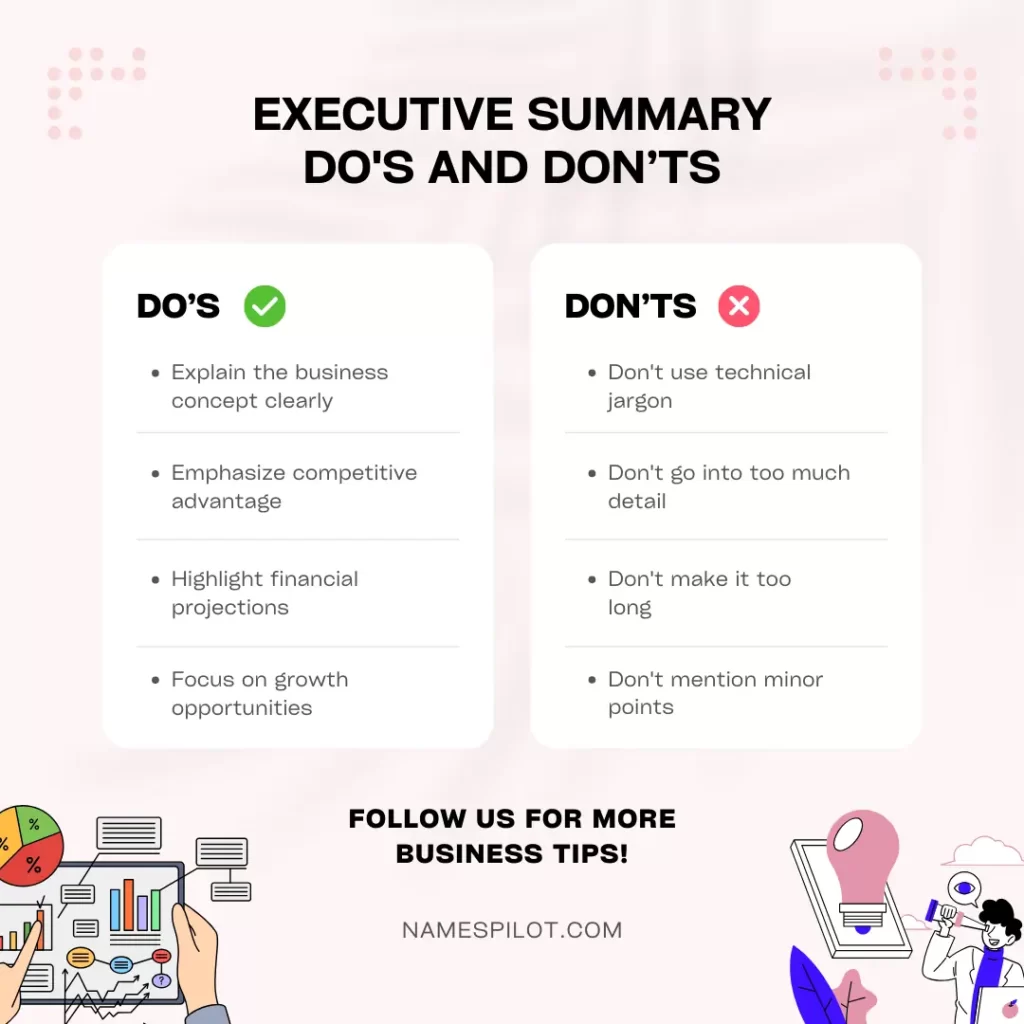 Executive Summary Section of Business Plan - Do's & Don'ts