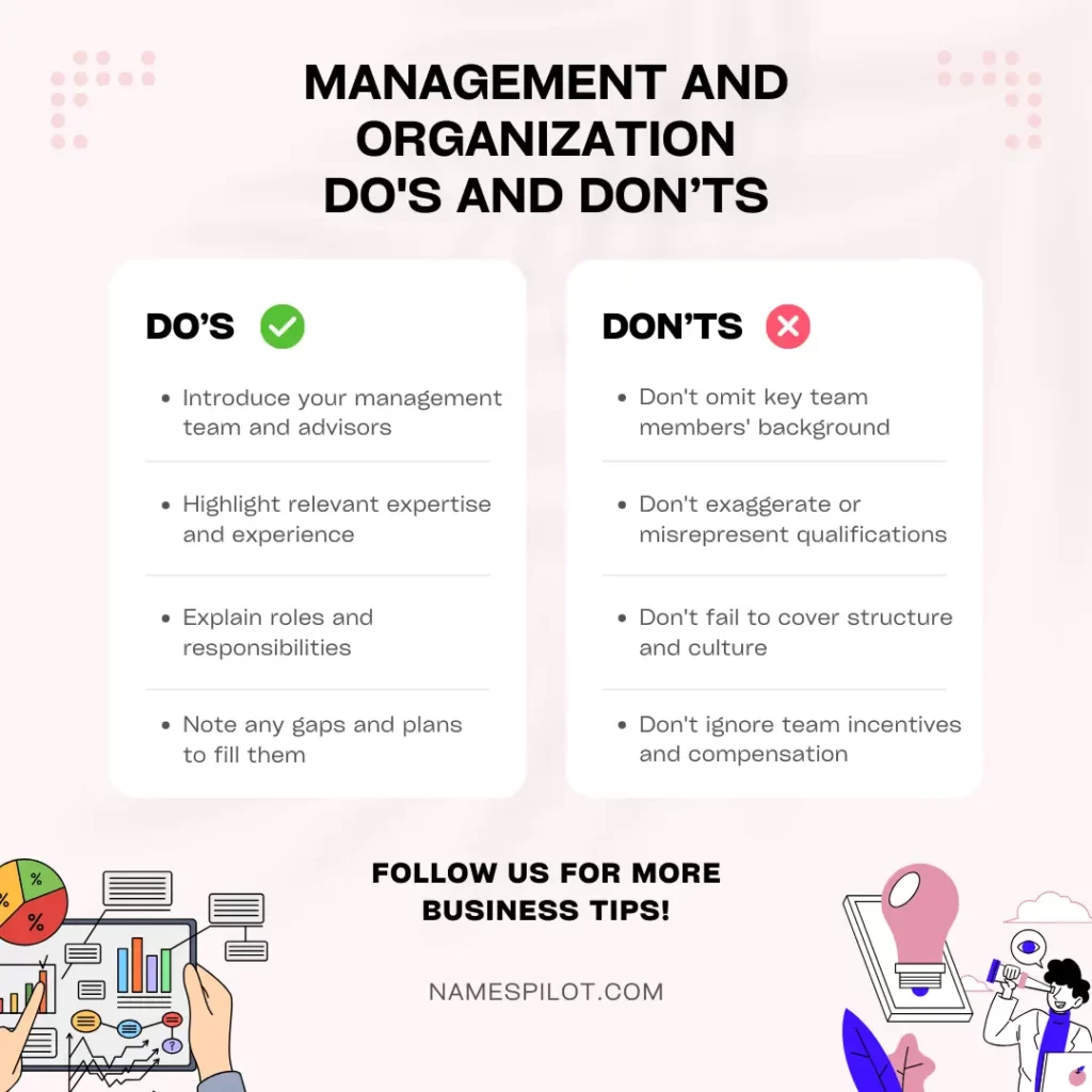 Management & Organization Section of Business Plan - Do's & Don'ts